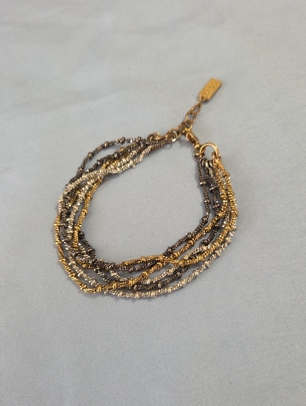 Multi-Row Metallic Beaded Bracelet - Gold & Gunmetal